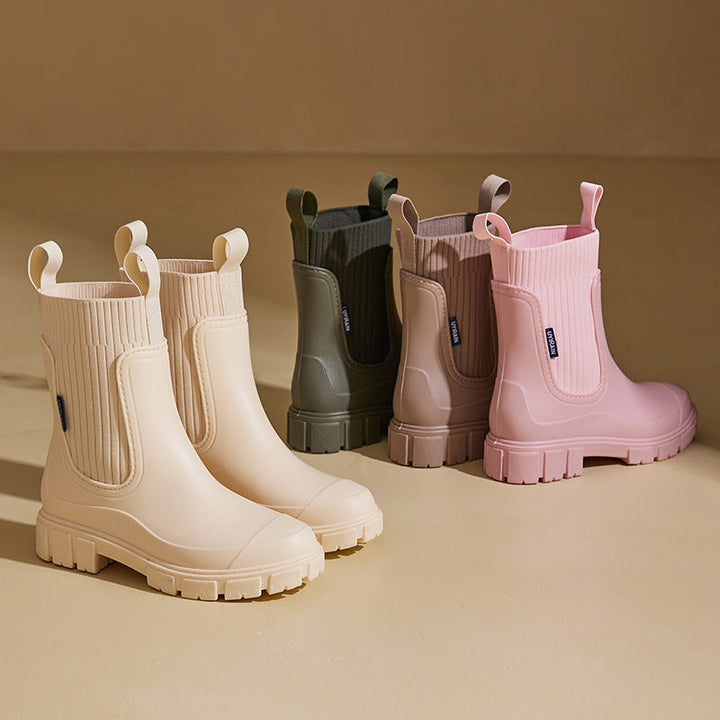 Women's Chunky Sock Style Chelsea Boots