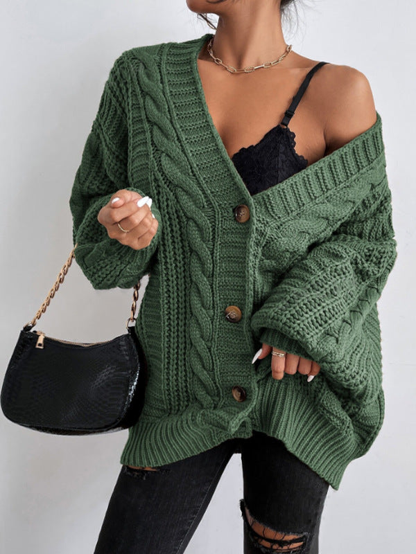 Women's Chunky Cable Knit Oversized Aran Cardigan 9