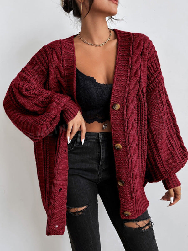Women's Chunky Cable Knit Oversized Aran Cardigan 10