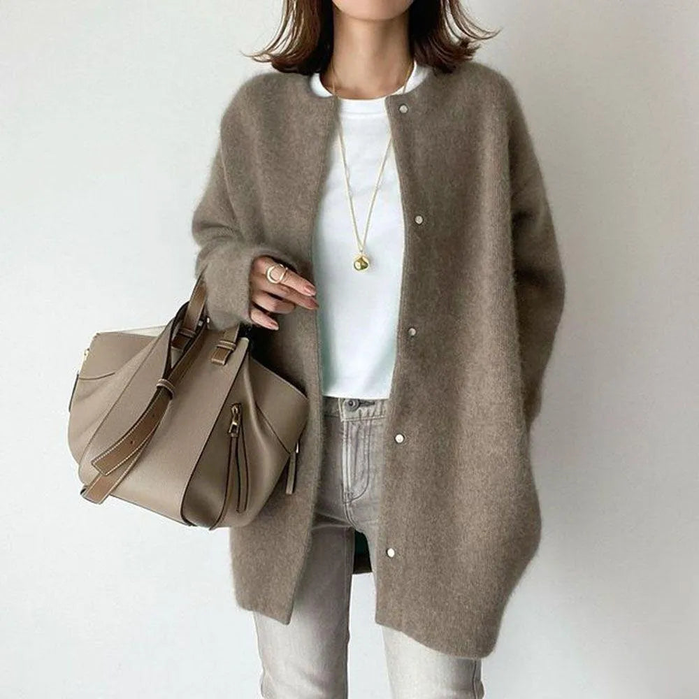 Women's Soft Fluffy Knit Button Up Longline Cardigan 7