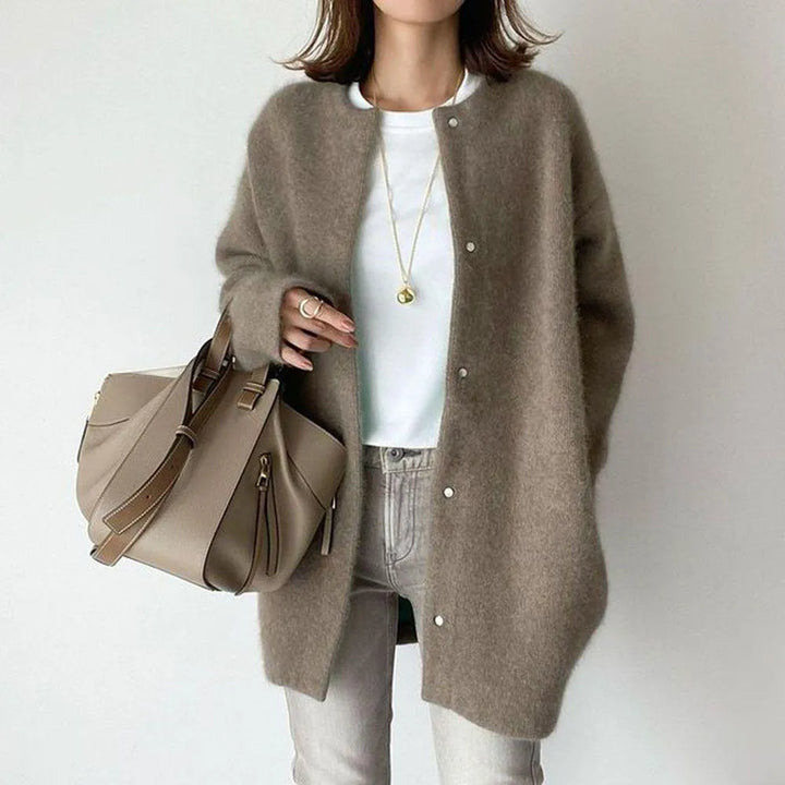 Women's Soft Fluffy Knit Button Up Longline Cardigan 7