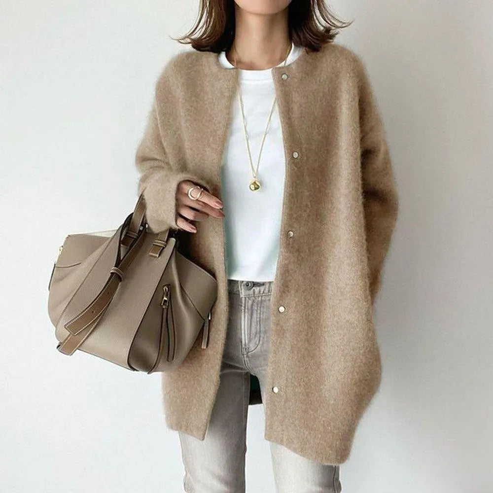 Women's Soft Fluffy Knit Button Up Longline Cardigan 5