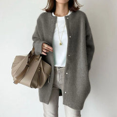 Fainche | Women's Soft Fluffy Knit Button Up Longline Cardigan