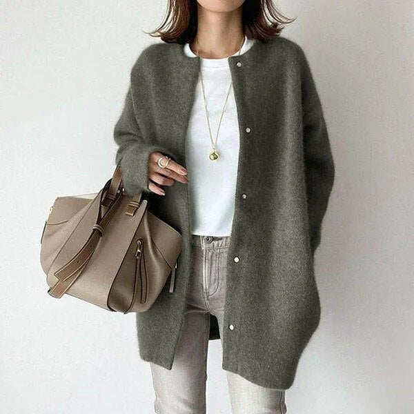 Women's Soft Fluffy Knit Button Up Longline Cardigan 3