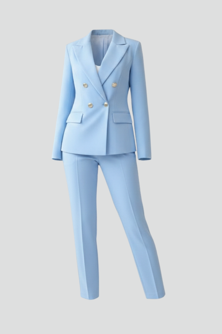 Women's Double Breasted Blazer Trouser Suit Co Ord 14