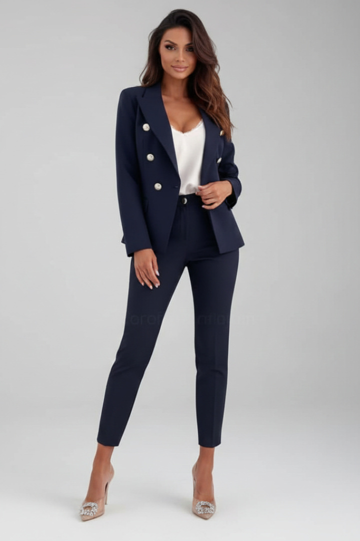 Women's Double Breasted Blazer Trouser Suit Co Ord 2
