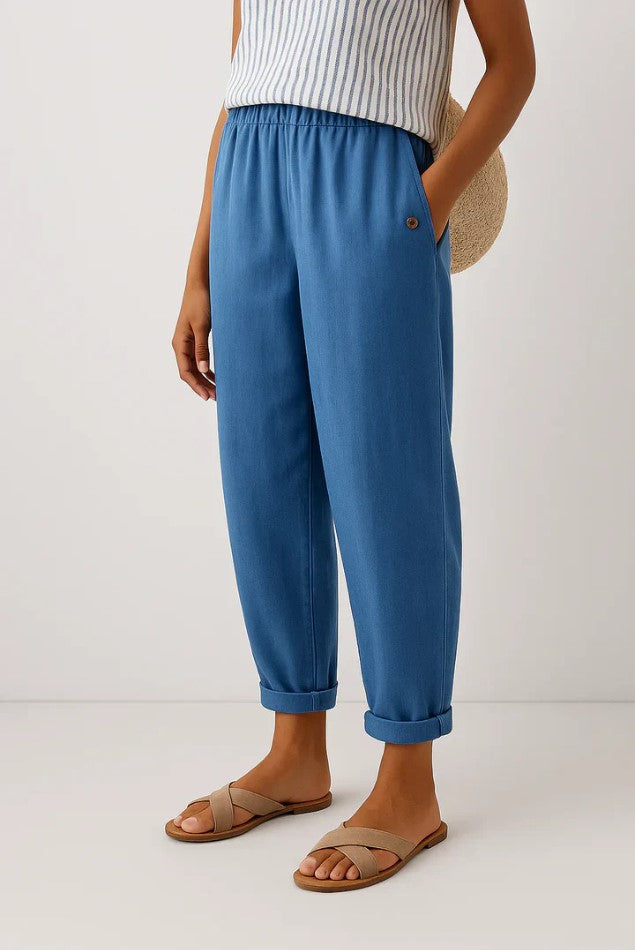 Deichtine | Straight-Leg Trousers with Elastic Waist and Pockets