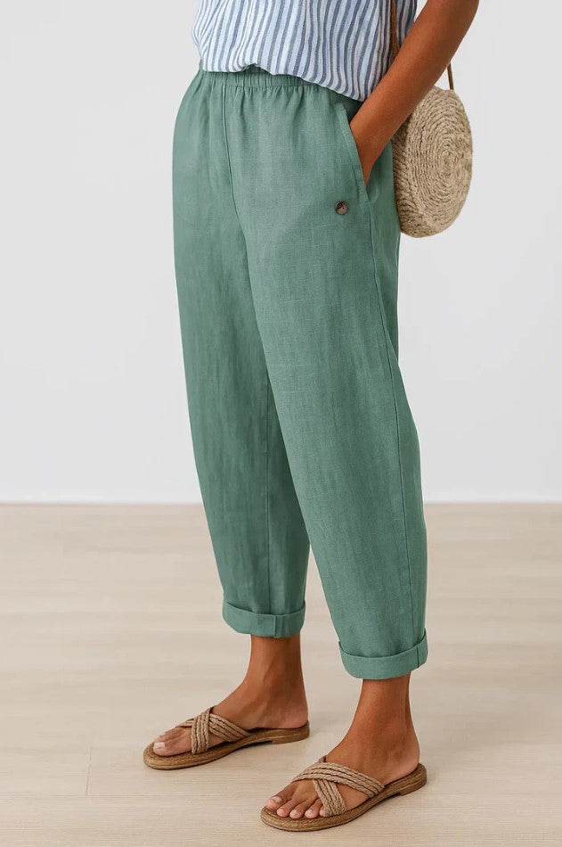 Deichtine | Straight-Leg Trousers with Elastic Waist and Pockets