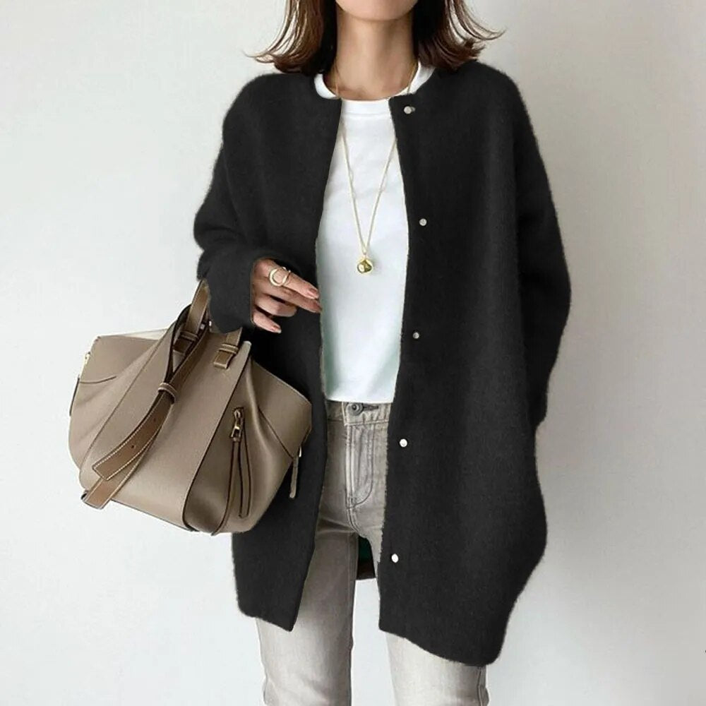 Women's Soft Fluffy Knit Button Up Longline Cardigan 4