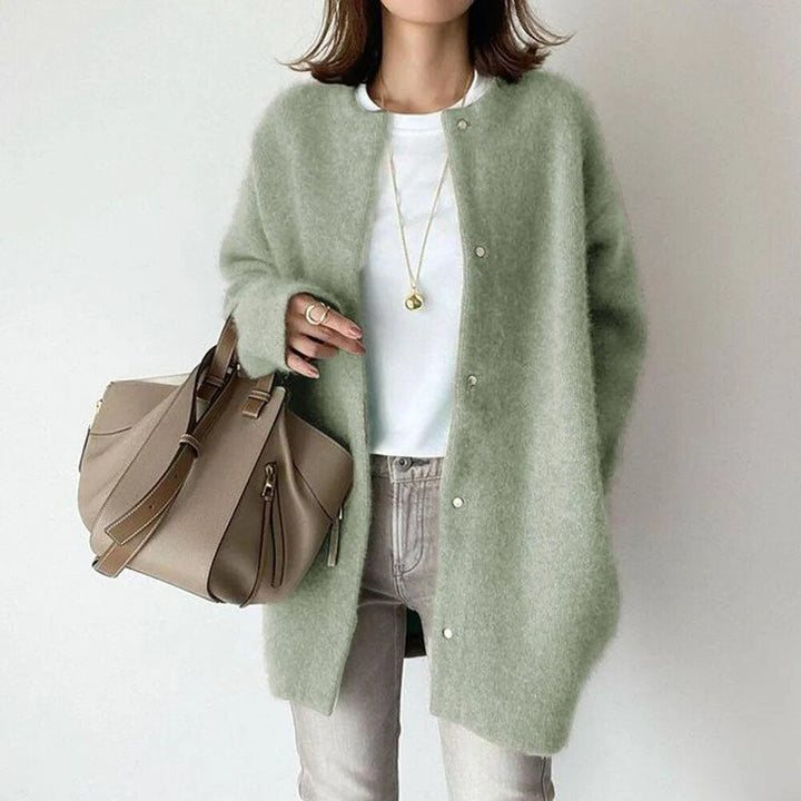 Women's Soft Fluffy Knit Button Up Longline Cardigan 8