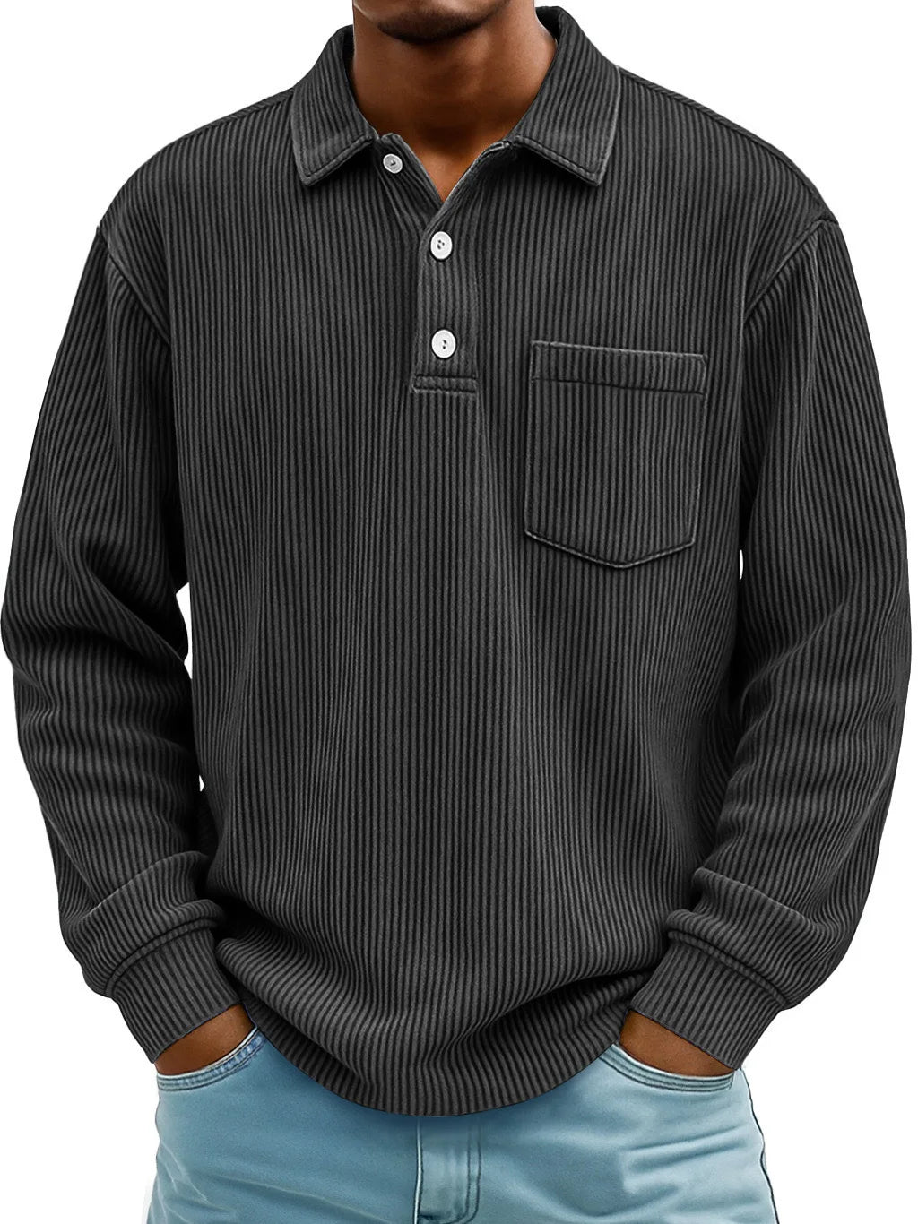 Walt | Men's Ribbed Long-Sleeve Polo Shirt