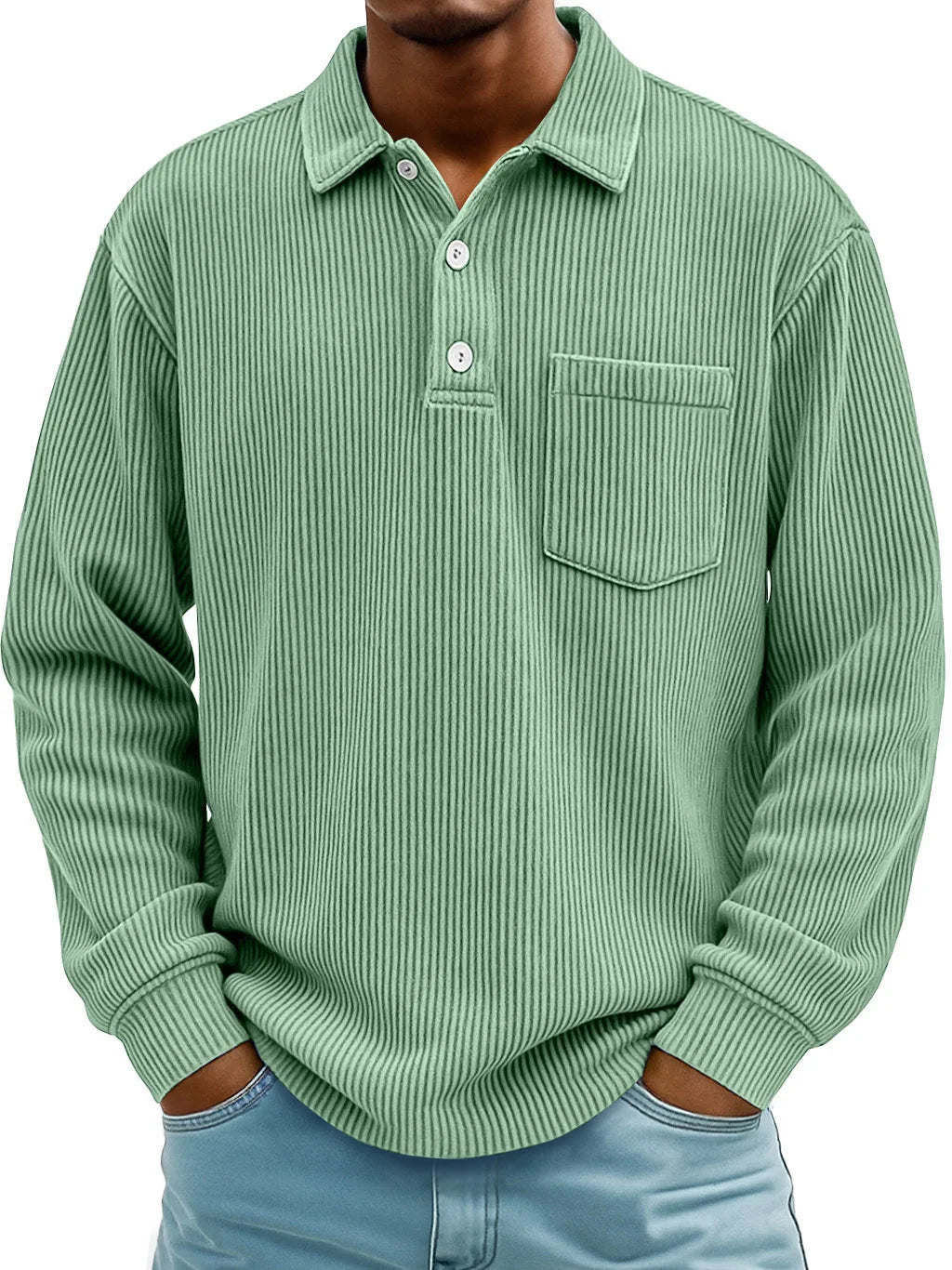 Walt | Men's Ribbed Long-Sleeve Polo Shirt