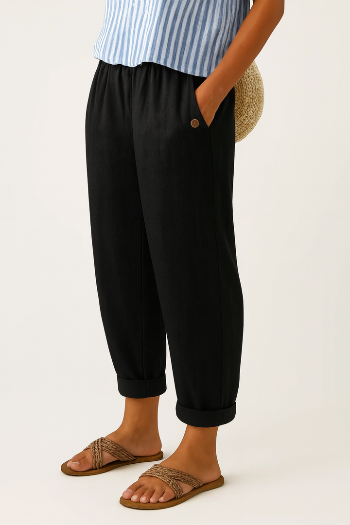 Deichtine | Straight-Leg Trousers with Elastic Waist and Pockets