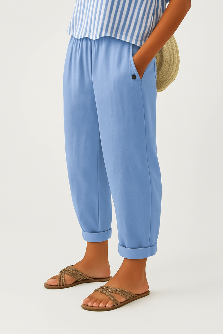 Maeve | Women's Tapered Cropped Trousers with Elasticated Waist