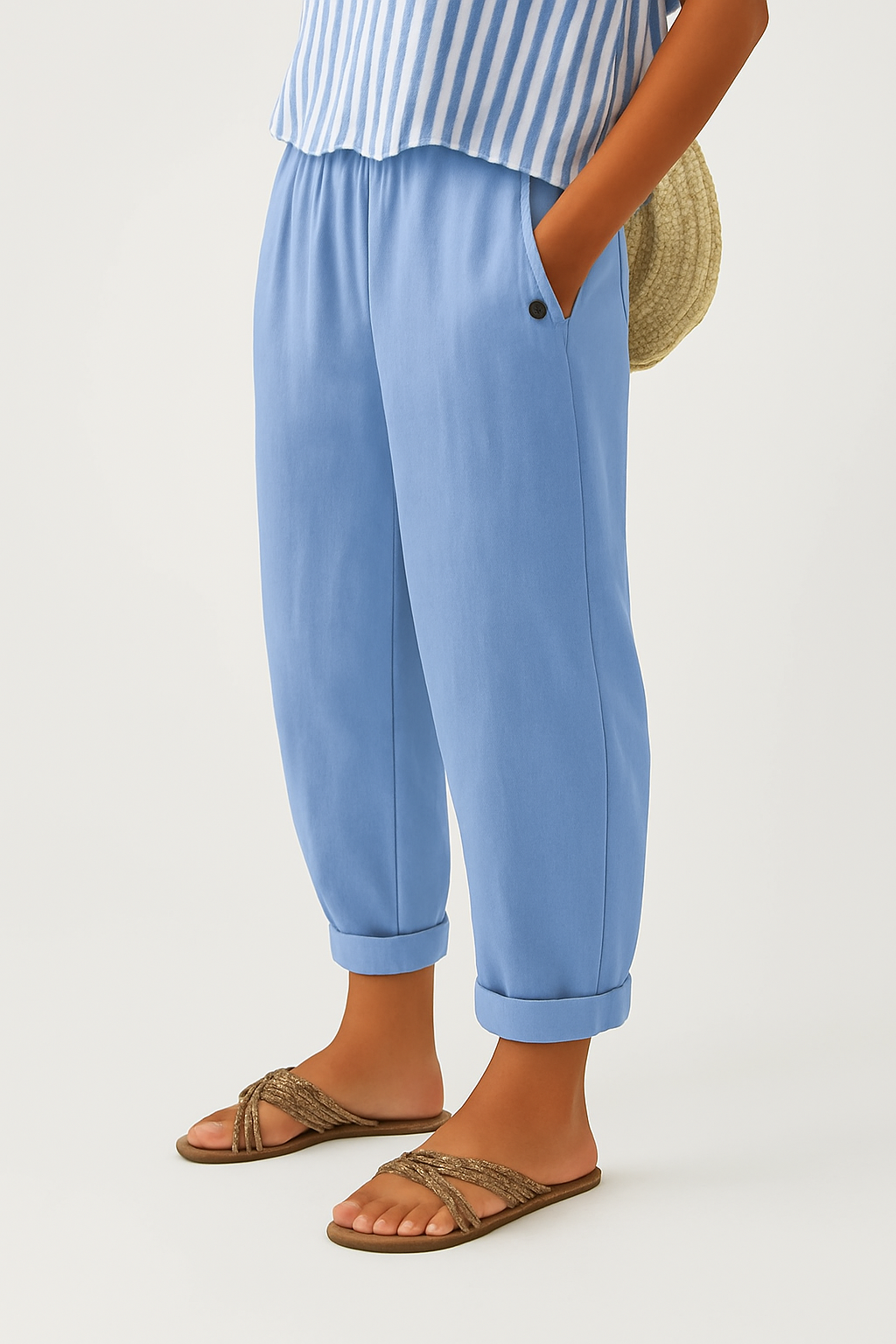 Deichtine | Straight-Leg Trousers with Elastic Waist and Pockets
