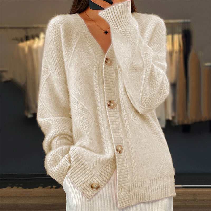 Orla | Women's Wool-Blend Ribbed Knitted Cardigan