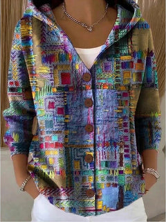 Yvaine | Women's Knitted Hooded Jumper with Button Front