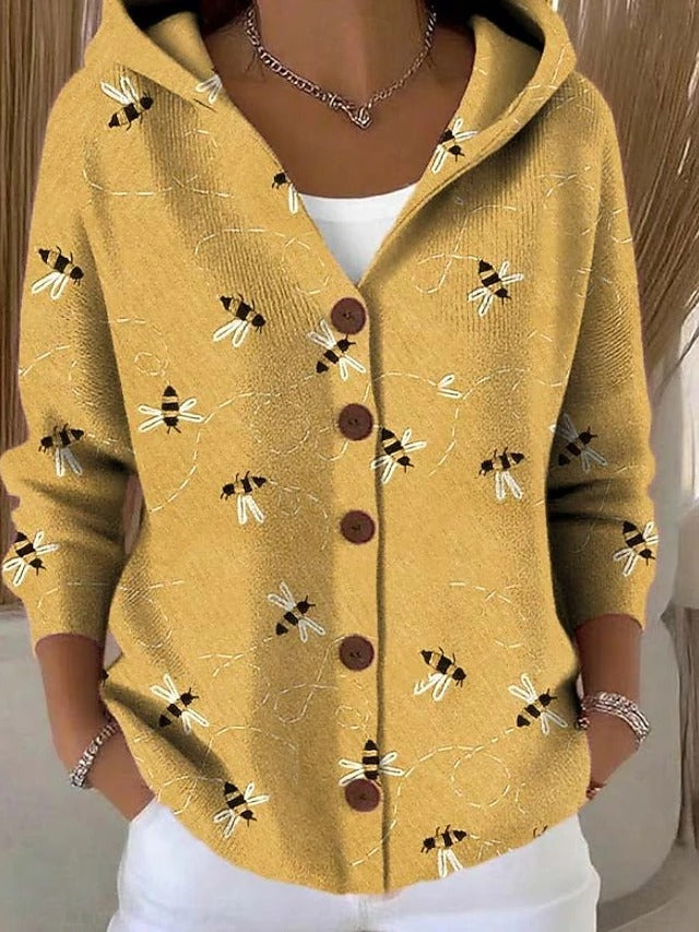 Yvaine | Women's Knitted Hooded Jumper with Button Front