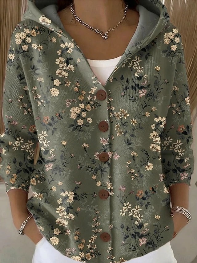 Yvaine | Women's Knitted Hooded Jumper with Button Front