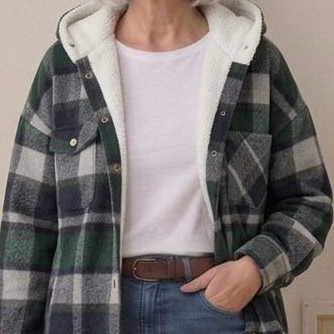 Doireann | Women's Relaxed Hooded Flannel Jacket