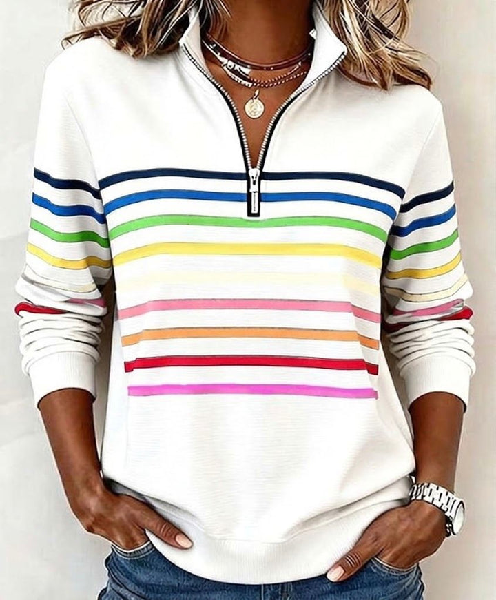 Women's Striped Half Zip Jumper