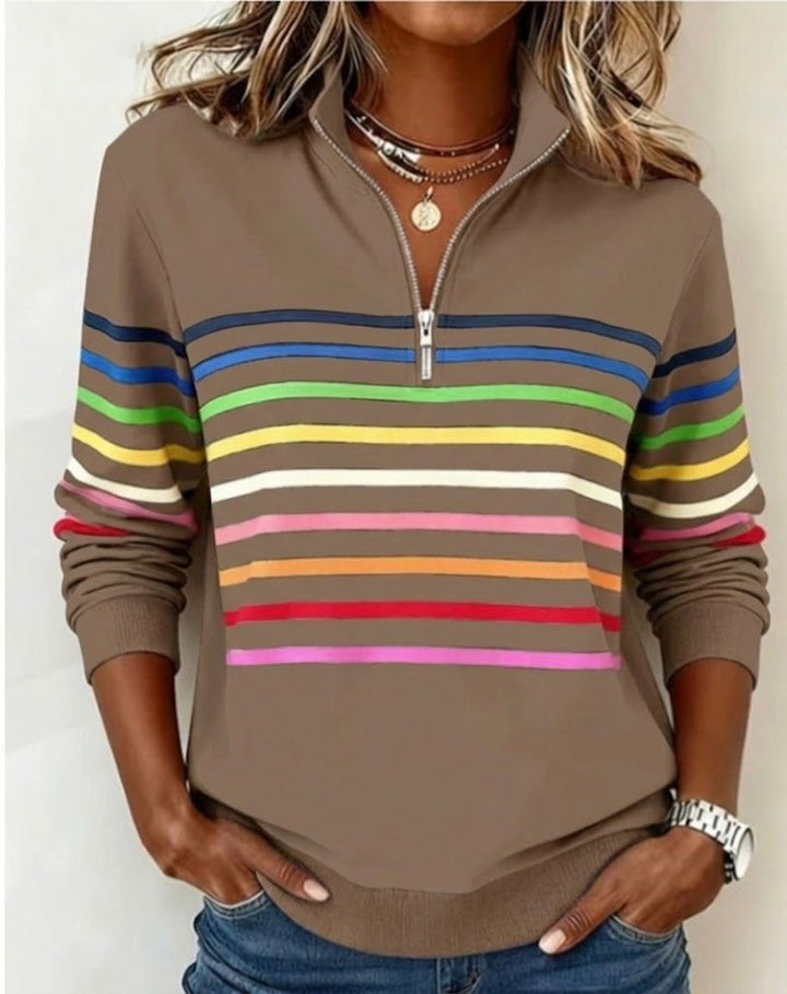 Women's Striped Half Zip Jumper