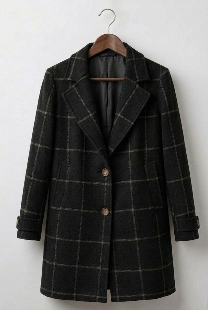 Aoibhinn | Women's Long Woolen Tweed Plaid Coat