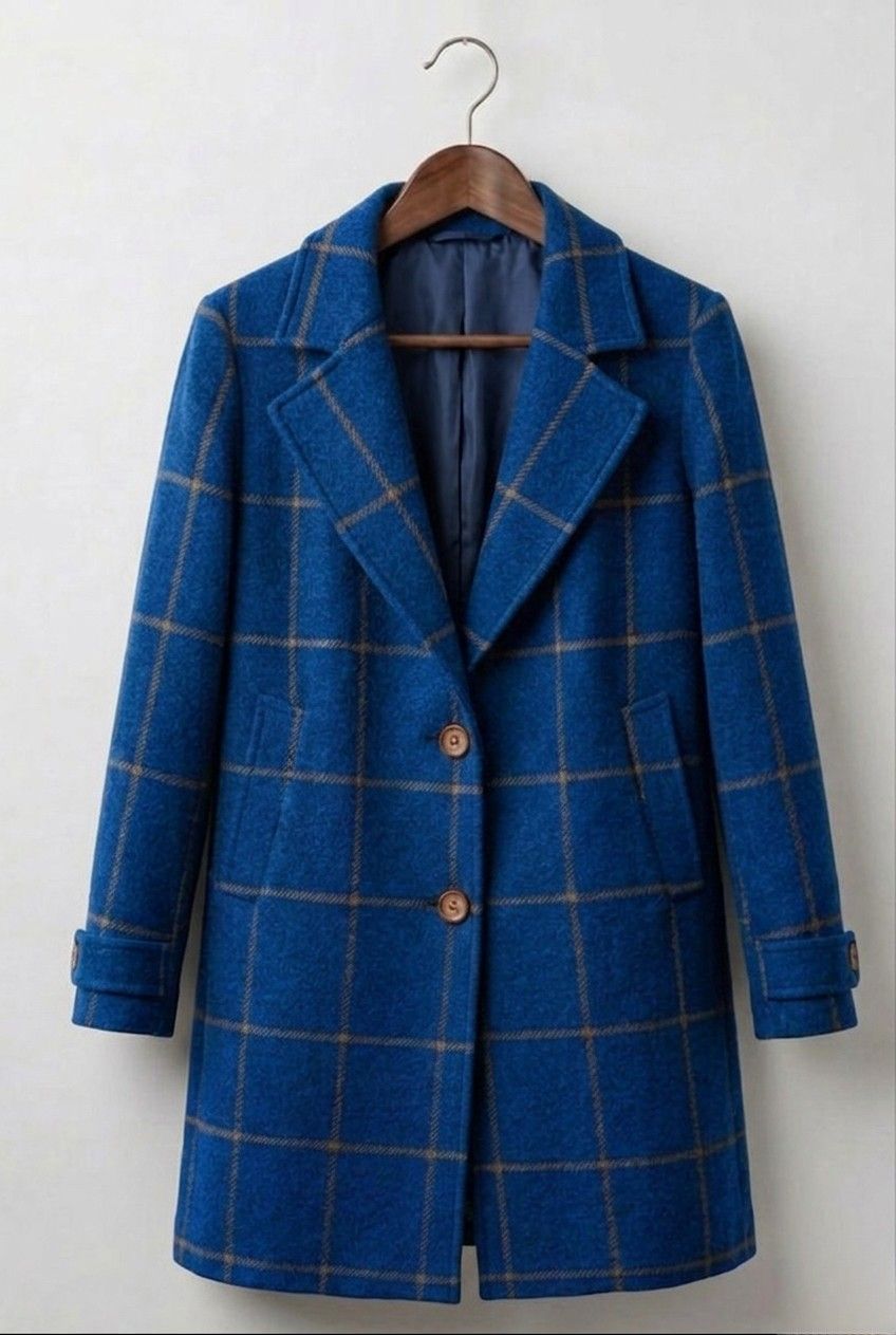 Aoibhinn | Women's Long Woolen Tweed Plaid Coat