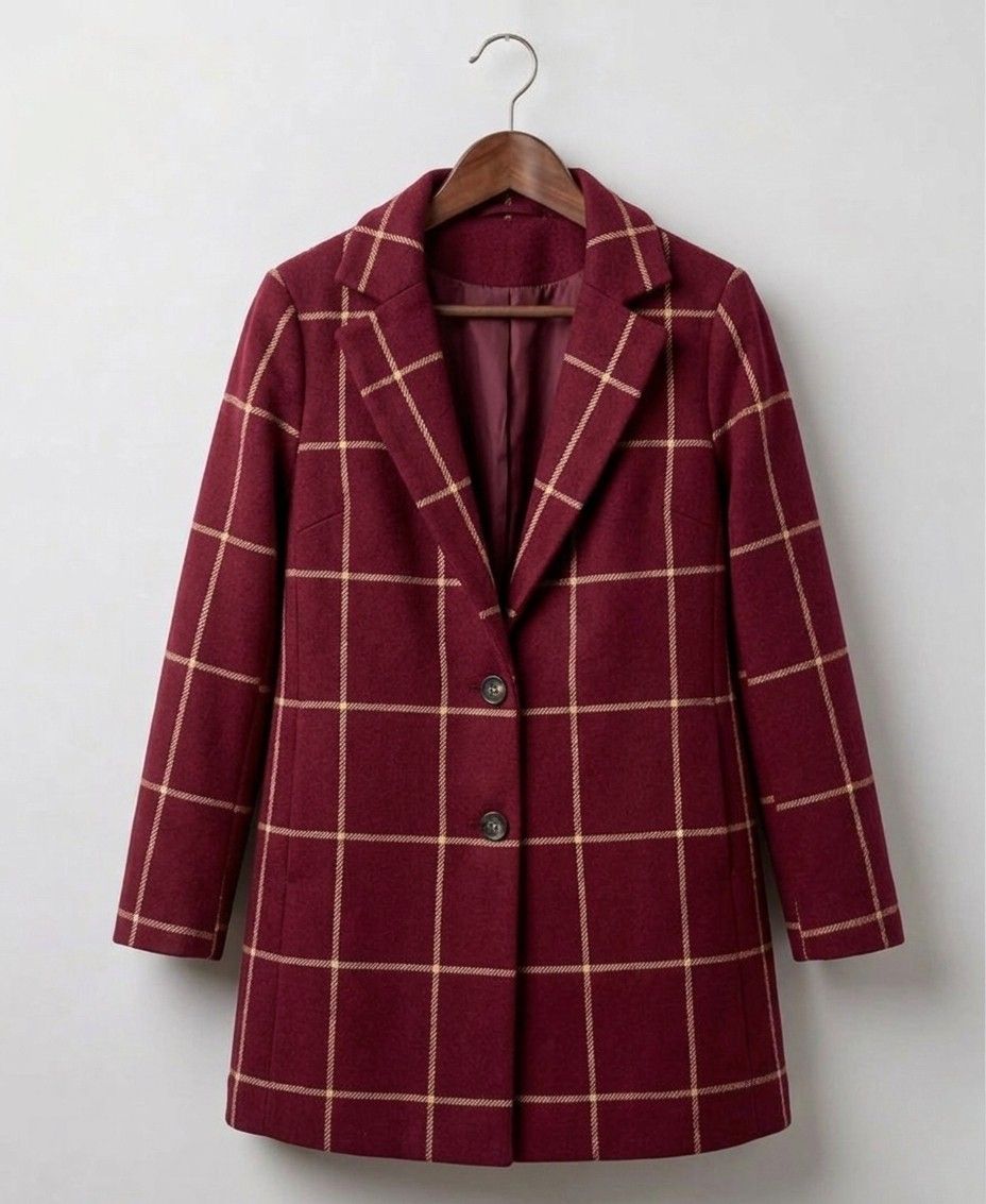 Aoibhinn | Women's Long Woolen Tweed Plaid Coat