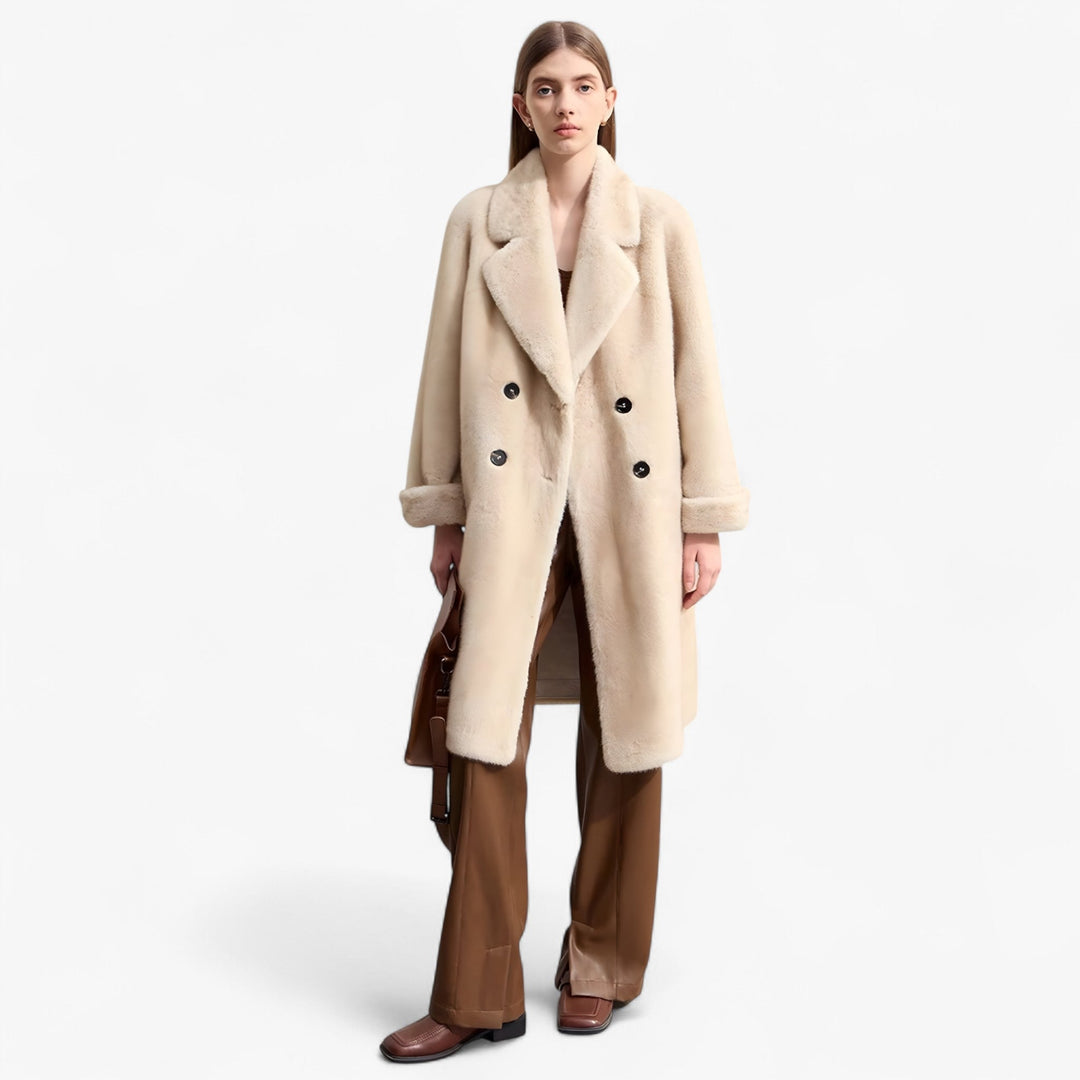 Women's Double Breasted Faux Fur Teddy Coat 2