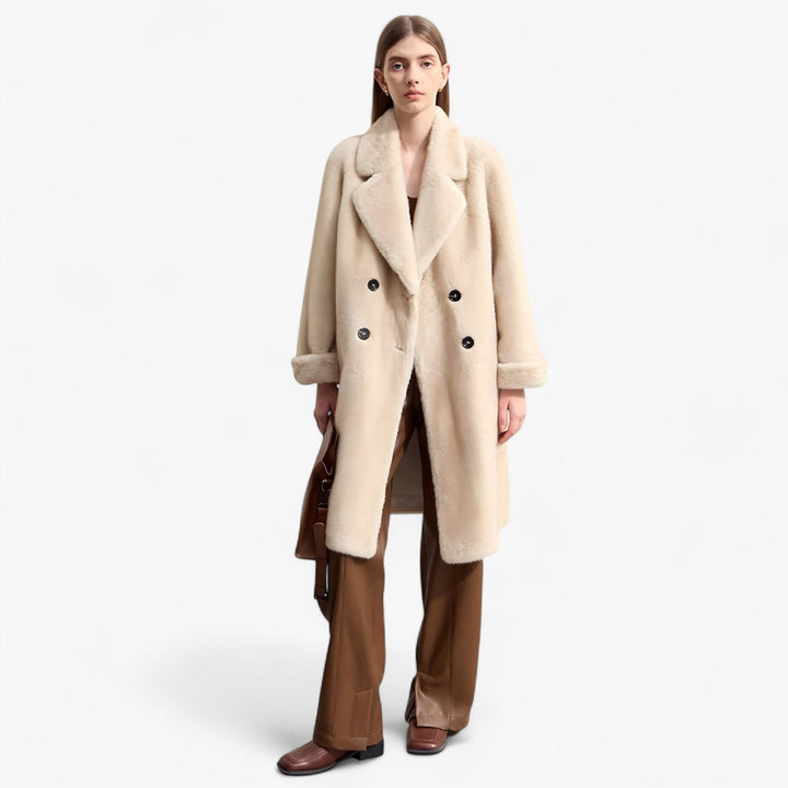 Women's Double Breasted Faux Fur Teddy Coat 2