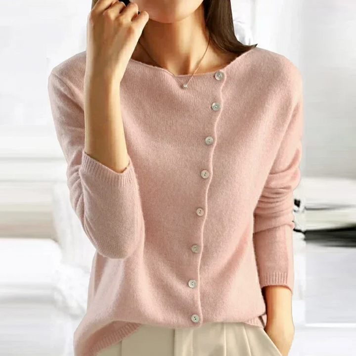 Women's Asymmetric Button Fine Knit Jumper 3