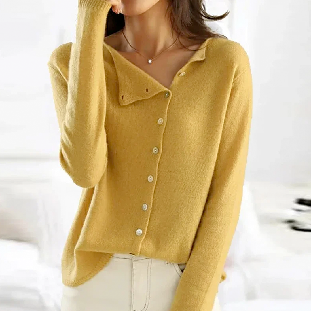 Women's Asymmetric Button Fine Knit Jumper 4