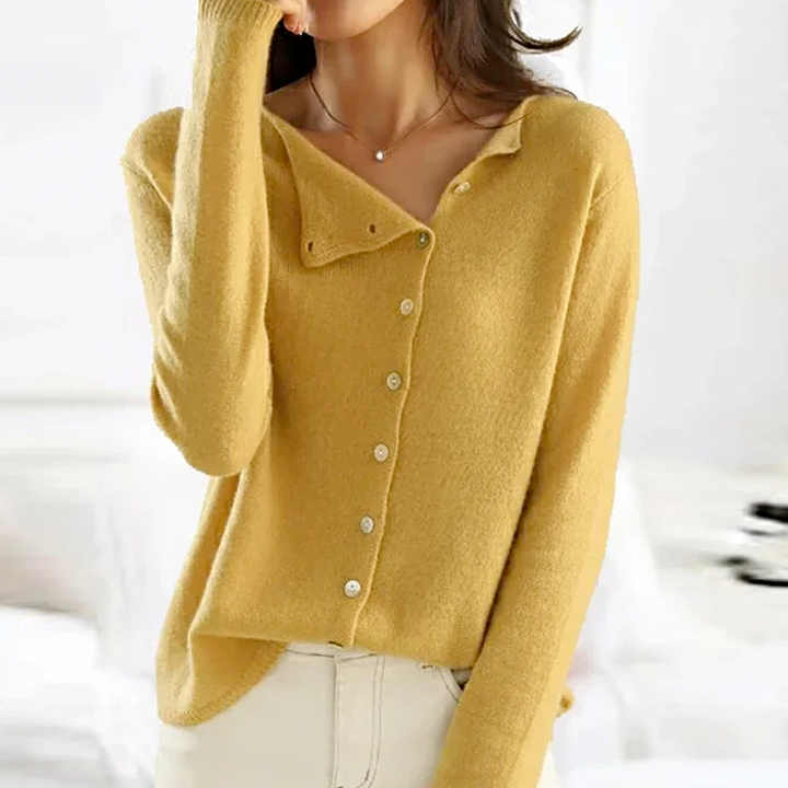 Women's Asymmetric Button Fine Knit Jumper 4