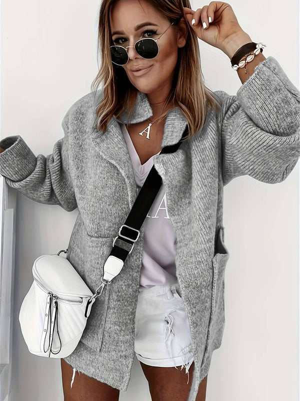 Women's Oversized Knitted Aran Cardigan Jacket with Pockets 3