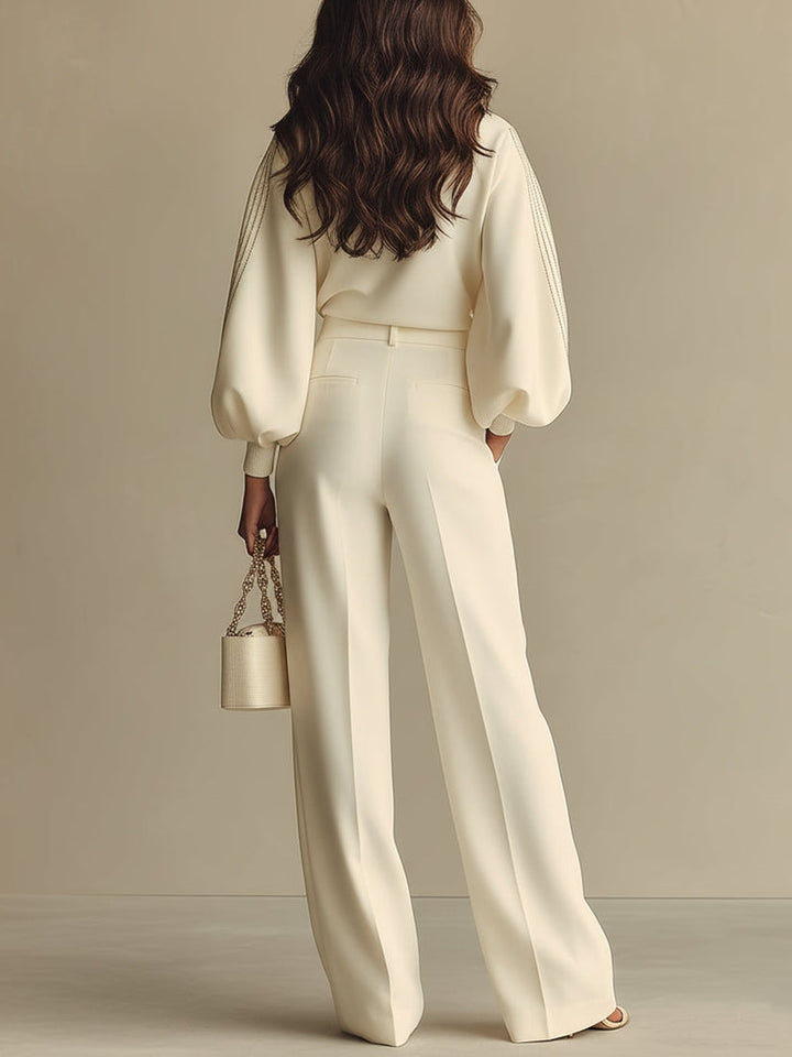 Women's Ribbed Knit Top Wide Leg Trouser Co Ord 4