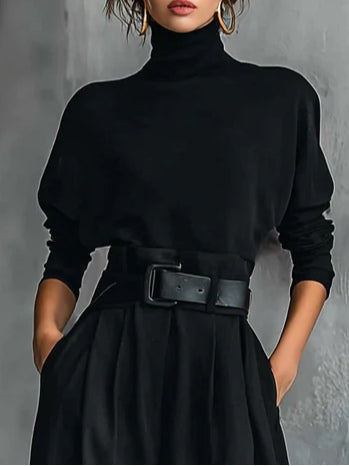 Women's High Neck Knitted Top Wide Leg Trouser Co Ord 3