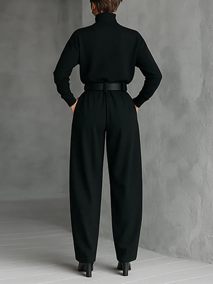 Women's High Neck Knitted Top Wide Leg Trouser Co Ord 2