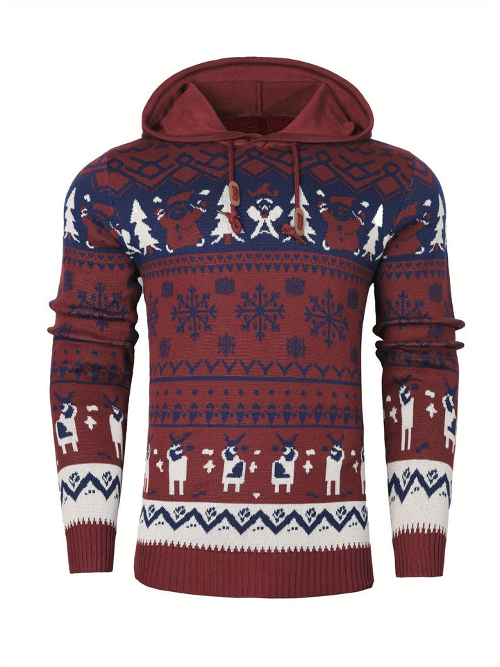 Men's Reindeer Knitted Christmas Hoodie