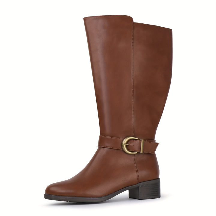 Women's Extra Wide Calf Knee High Boots - Cognac