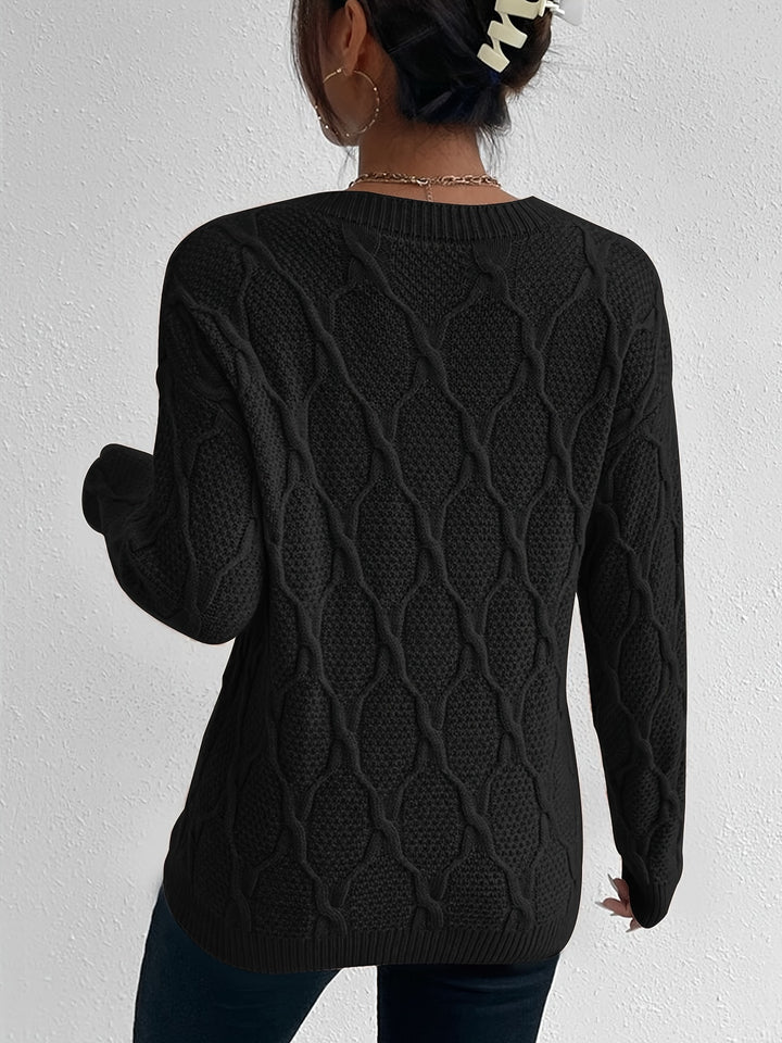 Women's Cosy Crew Neck Cable Aran Jumper 10