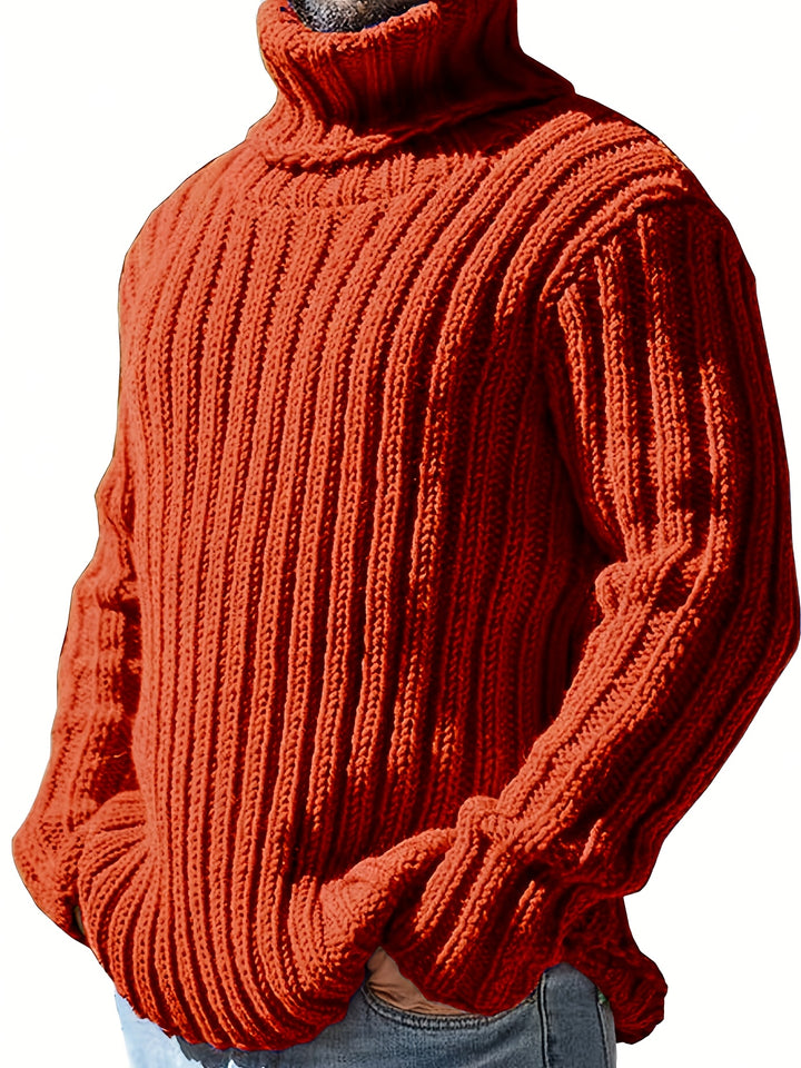 Men's Chunky Ribbed Turtleneck Aran Jumper 8