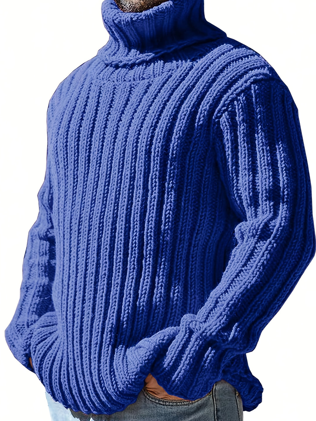 Men's Chunky Ribbed Turtleneck Aran Jumper 3