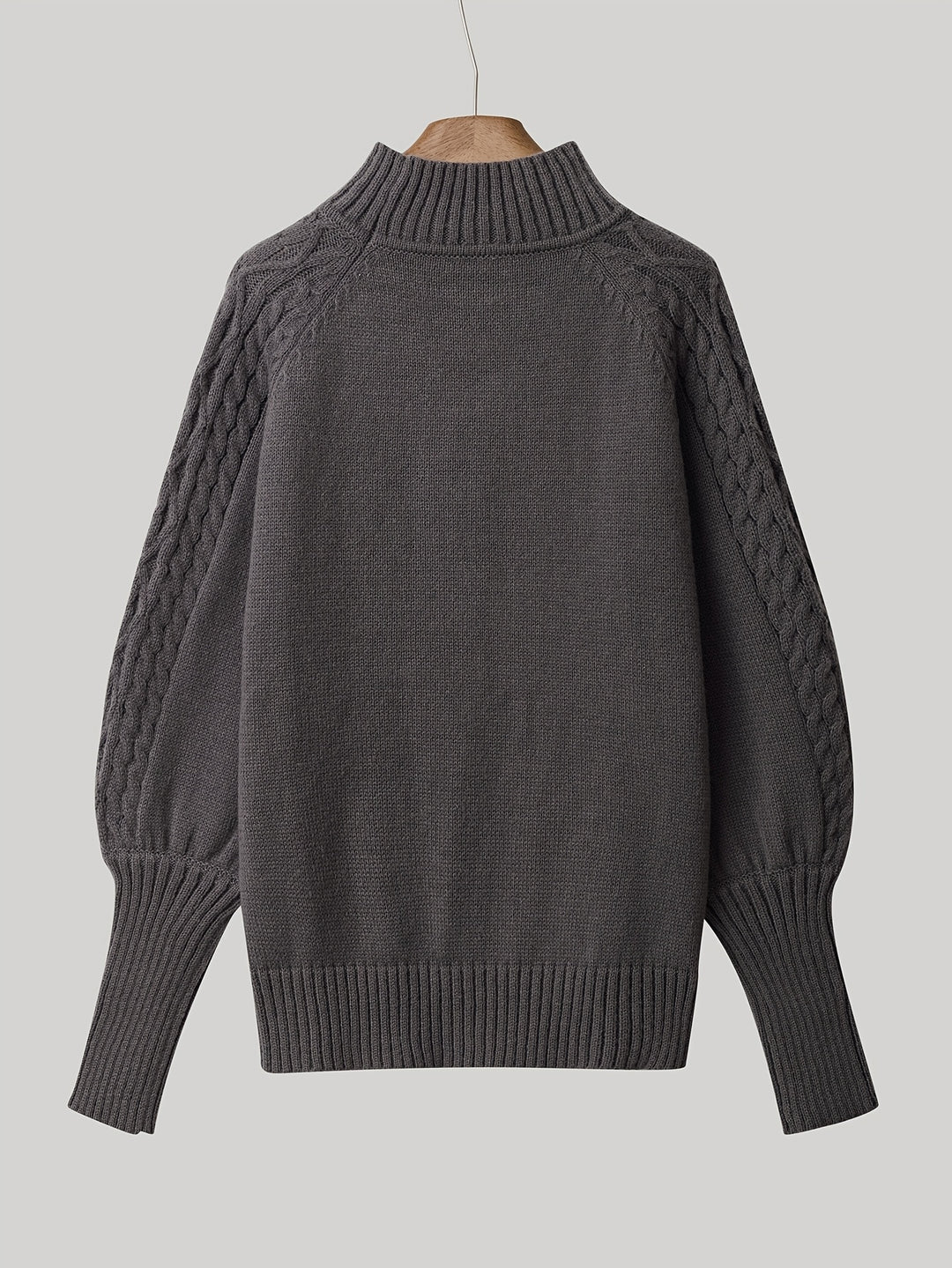 Women's Mock Neck Cable Aran Jumper 9
