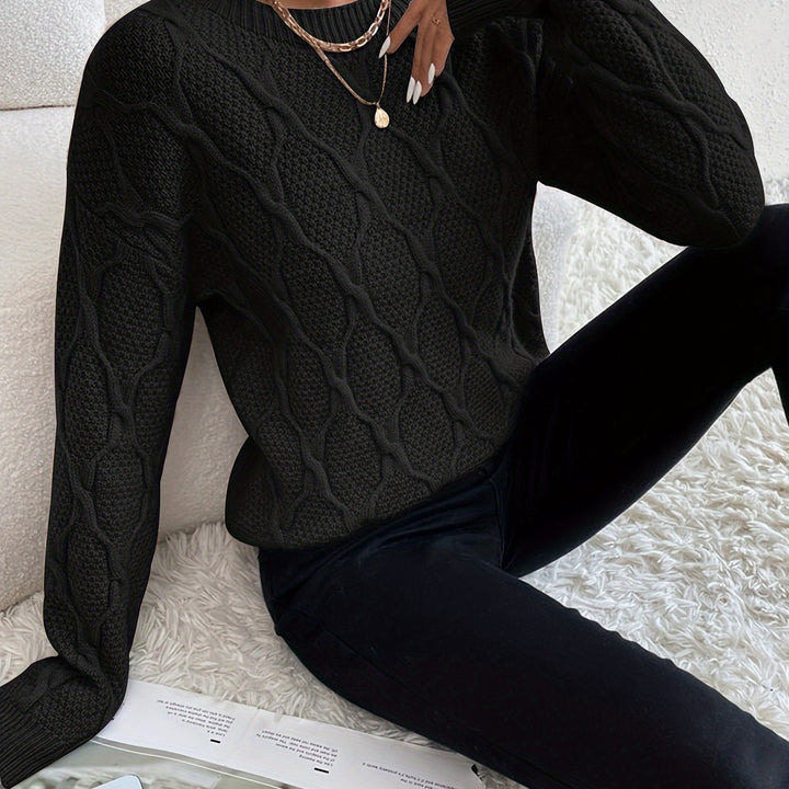 Women's Cosy Crew Neck Cable Aran Jumper 12