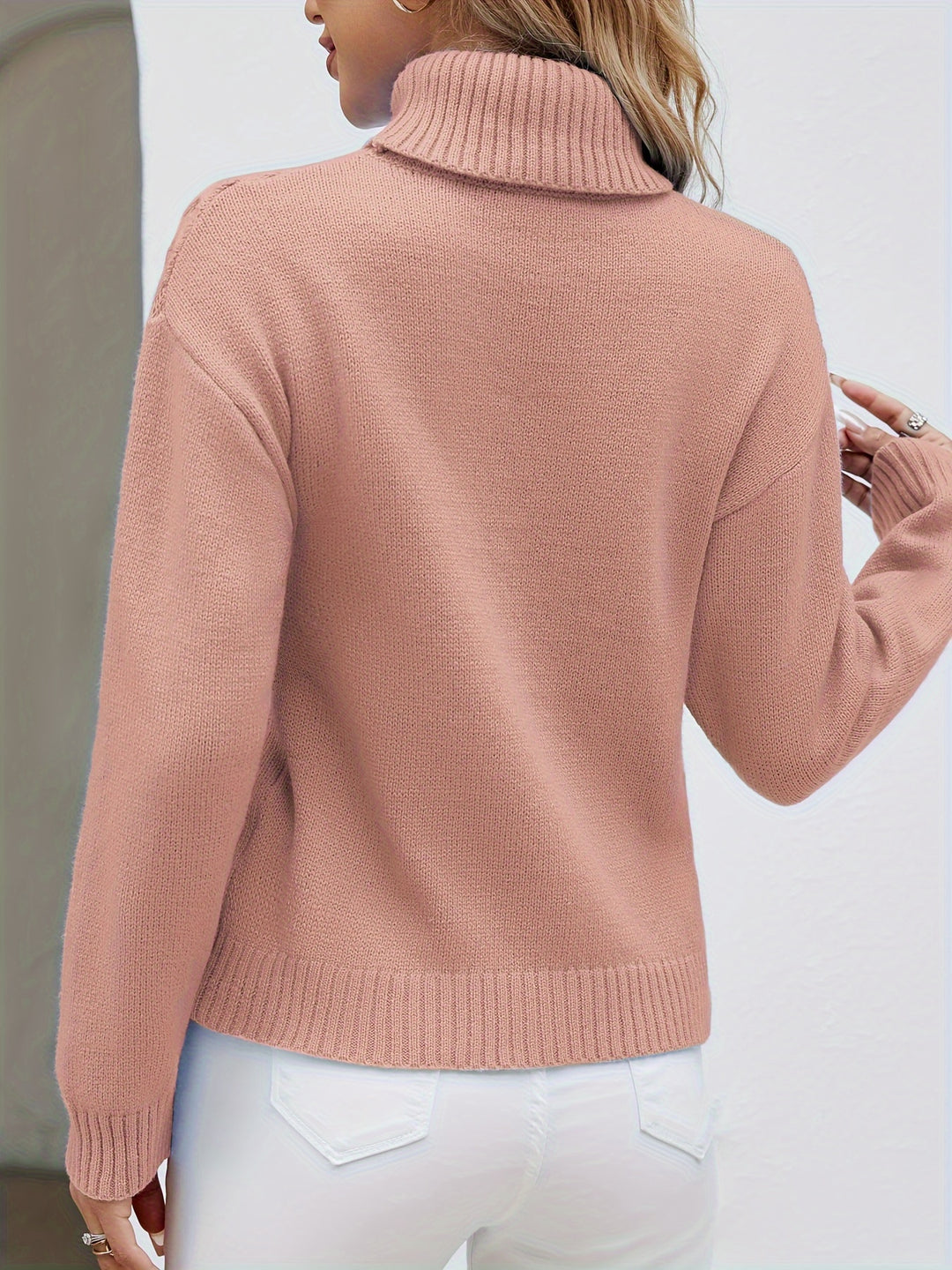 Women's Fitted Turtleneck Cable Aran Jumper 10