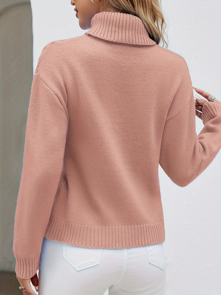 Women's Fitted Turtleneck Cable Aran Jumper 10