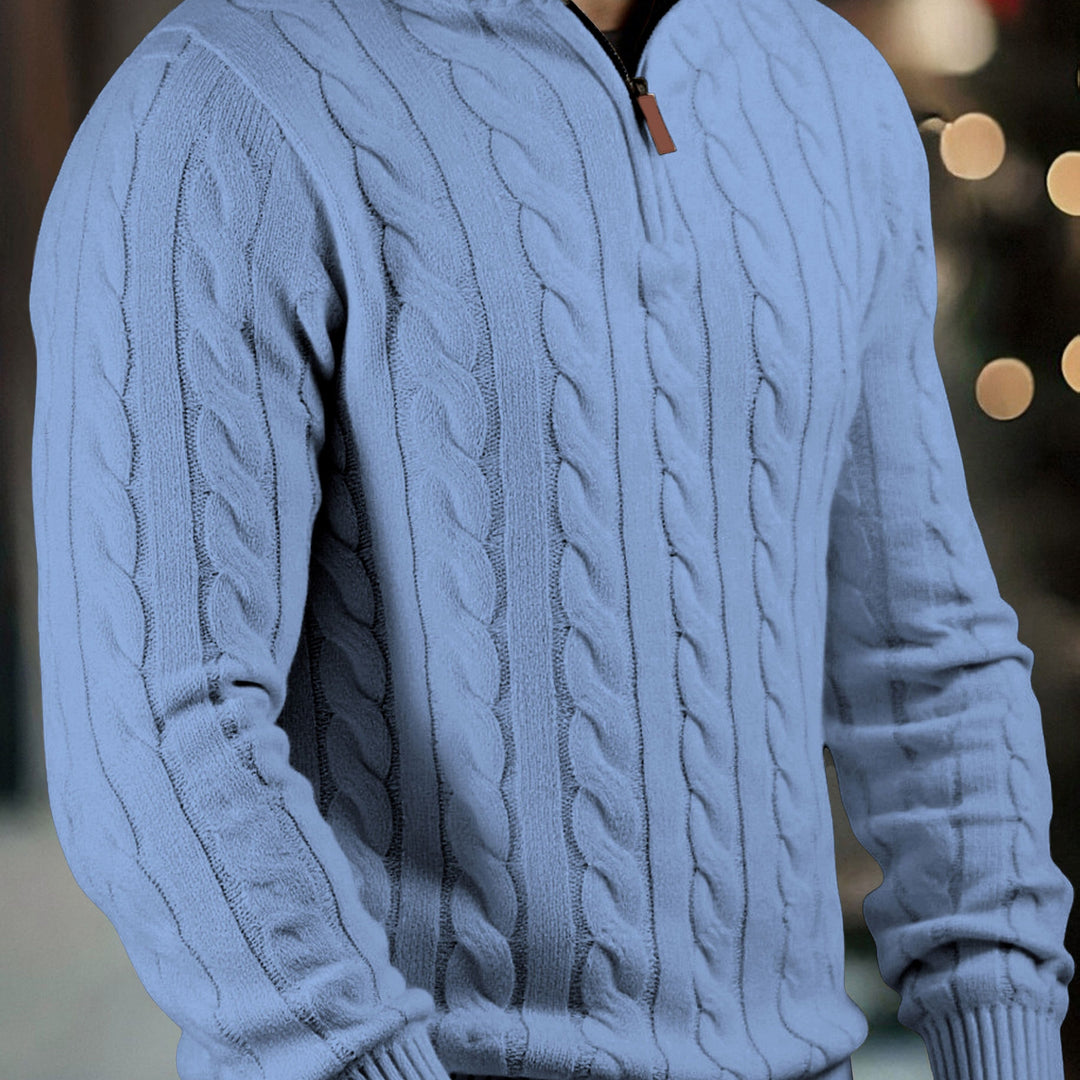 Men's Half Zip Cable Knit Aran Jumper 13