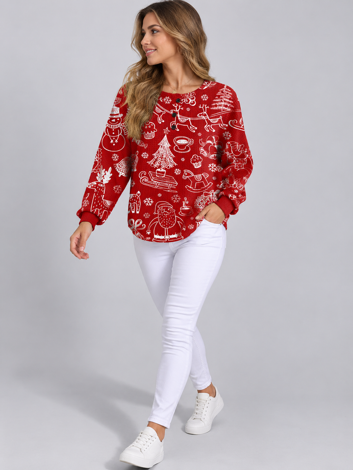 Women's Fleece Christmas Jumper - Red