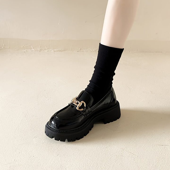 Women's Chunky Platform Chain Loafers 9